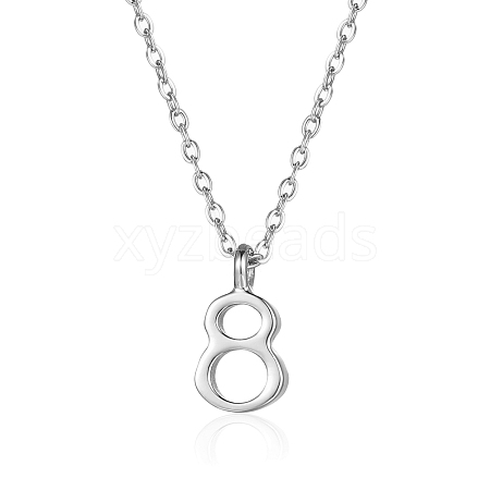 Stainless Steel Number 8 Pendant Necklaces for Women GN8119-2-1