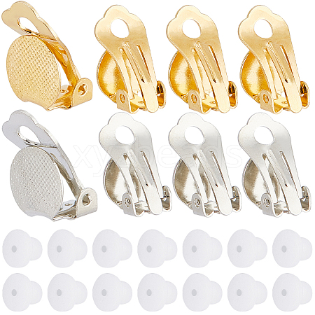 SOFPLATE 60Pcs 2 Colors Brass Clip-on Earring Settings KK-SP0001-11-1