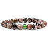 Natural Rhodonite Round Beaded Stretch Bracelets ZO4749-6-1