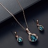 Teardrop Alloy Glass Pendant Necklaces & Stud Dangle Earrings Sets for Women WGD12E0-02-1