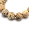 Frosted Natural Picture Jasper Round Bead Strands G-M064-4mm-05-2