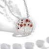 Brass Cubic Zirconia Tree of Life Pendant Cable Chain Necklaces for Women PW-WG4EE67-03-1