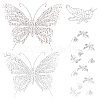 DELORIGIN 4Pcs 4 Styles Butterfly Glass Hotfix Rhinestone DIY-DR0001-48-1