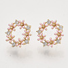 Brass Micro Pave Clear Cubic Zirconia Stud Earring Findings KK-T054-38G-NF-1