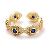 Evil Eye Cubic Zirconia Cuff Ring RJEW-E170-08G-2