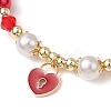 2Pcs Valentine's Day Theme Acrylic Pearl Round Beaded Stretch Bracelets BJEW-JB11422-4