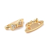 Brass Micro Pave Clear Cubic Zirconia Slide Charms KK-P239-14G-2