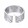 304 Stainless Steel Textured Open Cuff Ring RJEW-T023-38P-2