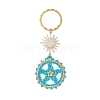 Flat Round & Star Glass Seed Loom Patter Keychain KEYC-MZ00009-02-1