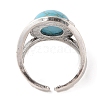 Oval Synthetic Turquoise Cuff Rings RJEW-B107-16AS-01-4