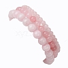 3Pcs Round Natural Rose Quartz Beads Stretch Bracelets BJEW-JB10963-2