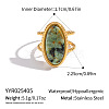 304 Stainless Steel with Natural Gemstone Cuff Open Rings for Women LS-FS3382-6