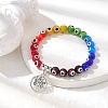 7-Color 8mm Round Alloy Handmade Evil Eye Lampwork Stretch Bracelets BJEW-JB10198-01-2