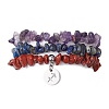 3Pcs 3 Styles Natural Amethyst & Lapis Lazuli &  Red Jasper Chips Stretch Bracelets Sets BJEW-JB11076-11-1