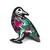 Skeleton Parrot with Heart Enamel Pin for Halloween JEWB-F015-08EB-1