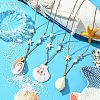 3Pcs Shell Beaded Teardrop Pendant Necklaces NJEW-TA00179-1