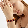 Dark Orange Natural Yellow Jade Round Beaded Stretch Bracelet BJEW-SW00077-07-3