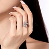 Anti-Tarnish Rhodium Plated 925 Sterling Silver Wrap Snake Finger Rings RJEW-Z040-16P-4