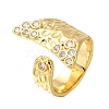 Fishtail Rack Plating Brass Micro Pave Cubic Zirconia Open Cuff Rings for Women RJEW-M022-06G-01-1