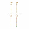 Natural Pearl Beaded Long Chain Dangle Stud Earrings for Women EJEW-JE04820-1