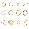 ANATTASOUL 12Pcs 12Pcs Wave & Criss Cross Alloy Cuff Earrings EJEW-AN0001-78-1