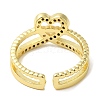Rack Plating Brass Open Cuff Ring with Cubic Zirconia for Women RJEW-M151-04G-2