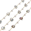 Butterfly Glass & ABS Plastic Pearl Beaded Link Chains CHS-G028-02G-01-1