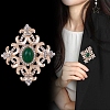 Baroque Style Rhombus Zinc Alloy Rhinestone Brooches PW-WGB385F-01-4