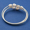 Three-Loops Brass & Natural Freshwater Pearl Beaded Wrap Bracelets for Women BJEW-F470-04S-01-2