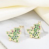 Christmas Rack Plating Brass Cubic Zirconia Stud Earrings EJEW-K245-55D-G-2