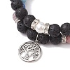 2pcs 2 Styles 8mm Round Dyed Natural Lava Rock & Shell Pearl Beaded Stretch Bracelet Sets BJEW-JB10318-4
