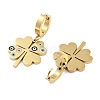 Clover 304 Stainless Steel Dangle Earrings EJEW-L283-082G-2