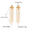 304 Stainless Steel Pave Clear Cubic Zirconia Star Tassel Earrings for Women WG0B521-01-2