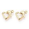 Brass Heart Lobster Claw Clasps KK-N254-16G-1