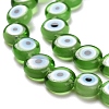 Handmade Evil Eye Lampwork Flat Round Bead Strands LAMP-L058-6mm-19-4