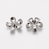 Tarnish Resistant 5-Petal 304 Stainless Steel Flower Bead Caps STAS-L205-09C-2