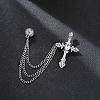 Sword & Cross Chain Tassel Dangle Brooch Pin RELI-PW0001-100P-03-1