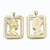 Brass Micro Pave Clear Cubic Zirconia Pendants ZIRC-S067-039-NR-2