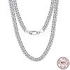 Rhodium Plated 925 Sterling Silver Cuban Link Chain Necklace NJEW-I124-002-2