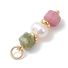 Natural Colorful Tourmaline Faceted Cube and Cultured Freshwater Pearl Potato Pendants PALLOY-JF04970-5