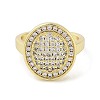 Brass with Cubic Zirconia Open Cuff Rings for Women RJEW-A035-14G-2