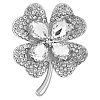 Cubic Zirconia Clover Brooch Pin JBR105G-1