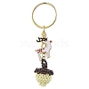 Pine Cones and Sika Deer Glass Seed Bead Keychain KEYC-MZ00028-2