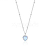 Heart 925 Sterling Silver  Moonstone Pendant Necklaces LA4251-1