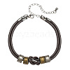 Leather Cord & Alloy Double Layers Bracelets WG349E3-02-2