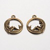 Flat Round with Mermaid Tibetan Style Alloy Pendants PALLOY-K110-21AB-NR-2