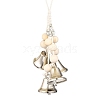 Iron Bell & Alloy Flat Round with Star Pattern Charm Hanging Ornaments HJEW-JM02468-1