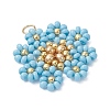 Glass Seed Beaded Flower Pendants PALLOY-MZ01181-04-3