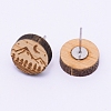 Natural Wood Stud Earrings EJEW-WH0005-03J-2
