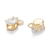 Brass Clear Cubic Zirconia Charms ZIRC-G170-13-3